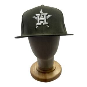 New Era 9FIFTY Houston Astros Snapback Hat MLB Flat Brim Olive Green Unisex OSFM